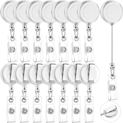 Zonon 100 Pcs Retractable Badge Reel ID Holder with Clip,Clear - color: Clear