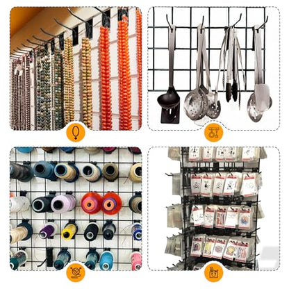 Gridwall Hooks 100 Pcs, 6 Inch Heavy Duty Display Hooks for Grid Wall Panels, Wire Gridwall Accessories for Retail Display Rack Hanging Storage (Black) - size: 6 Inch