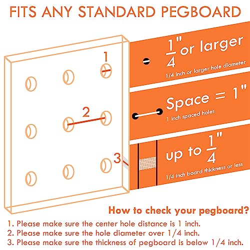 Pegboard Hooks, 8 Pack Peg Board Tool Utility Hooks & Hangers (Black) - color: Black