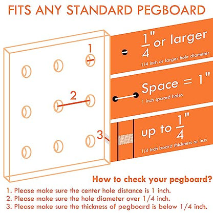 Pegboard Hooks, 8 Pack Peg Board Tool Utility Hooks & Hangers (Black) - color: Black