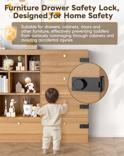 3-Digit Keyless Cabinet Lock with Combination Code - color: Black