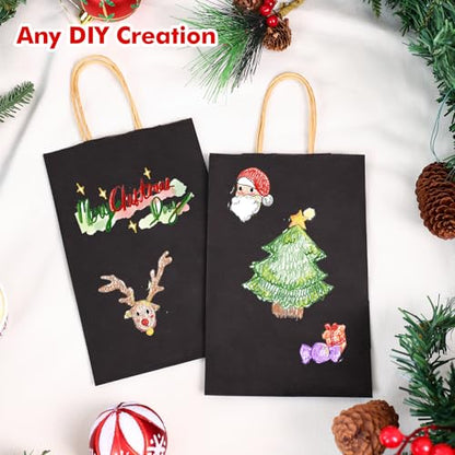 OUTUXED 150pcs Black Paper Bags with Handles, 5.25x3.2x8in Small Gift Bags - color: Black 5.25x3.2x8in, size: 1 Count (Pack of 150)