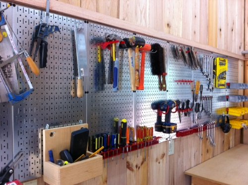 Wall Control Pegboard 32in x 16in Galvanized Metal Pegboard Tool Board Panel - color: Galvanized - Metallic