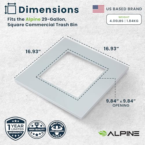 Alpine Square Lid Industries 29 Gallon Sturdy Steel Cube Recycling Container, Square Opening - 3 Color Cans Available Sold Separately (Lid Square Opening) - color: Lid Square Opening