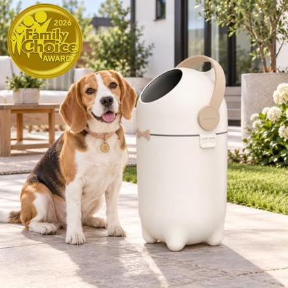 iTouchless Odor-Block Dog Poop Can, 4 Gal Ag+ Silver Ion Trash Bin, Ivory - color: Matte White / Ivory