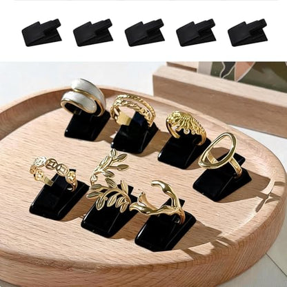 72 Pcs Black Plastic Ring Holder, Ring Display Stand, Ring Clips Stand, Jewelry Display Stand and Ring Organizer for Wedding Rings Jewelry Store Vendors Shop Selling