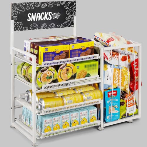 Bfttlity 4-Tier Snack Organizer for Office Kitchen Counter Display, White - color: White