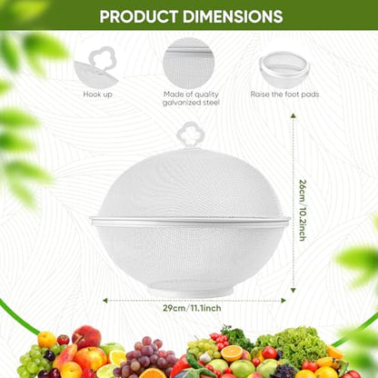 Fruit Fly Proof Fruit Storage Basket, Metal Mesh Fruit Bowl w Lid,White1PCS - color: white/1PCS