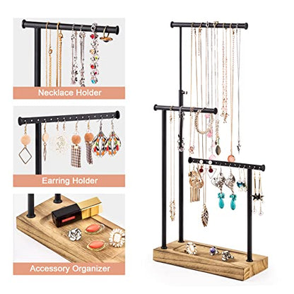 SRIWATANA Carbonized Black Jewelry Organizer Stand, Tall Necklace Holder - color: carbonized black and black