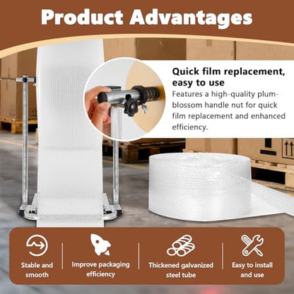 12 inch Manual Bubble Wrap Roll Dispenser, Easy Film Replacement