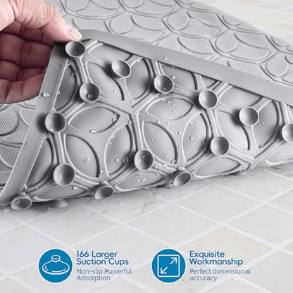 Non-Slip Rubber Bathtub Mat with Suction Cups, 16 × 28 Inch (Gray) - color: Gray, size: 28" x 16" (Rectangular)