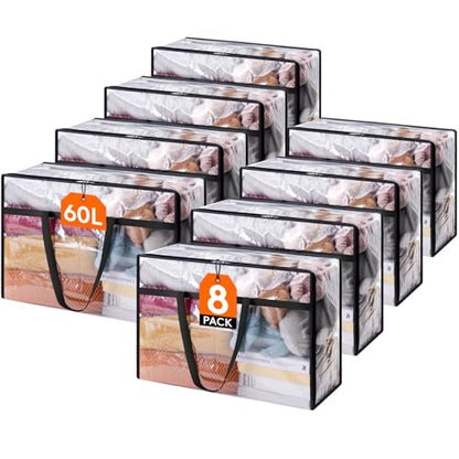 Lifewit 60L Clear Clothes Storage Bags,Plastic Foldable Blanket Storage Bag - size: 60L