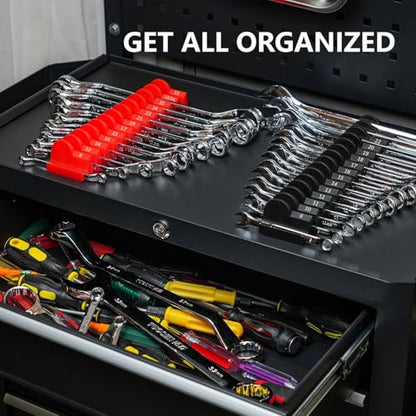 DEHOYI 48 pcs Modular Wrench Organizers for Tool Drawers - Wrench Rack with Metric&SAE Labels, Perfect Tool Storage Holder. Gift for father, brother and boyfriend (Black without Magnet) - style: No-Magnet(48 pcs Black)