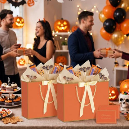 woric 2 Pcs Orange Gift Bags with Handles, 14" Medium Fall Gift Bags - color: Orange