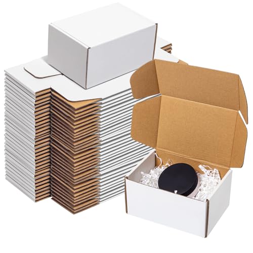 Wowxyz White Shipping Boxes 6x4x3" 60 Pack Corrugated Cardboard Box Mailer - size: 6x4x3"
