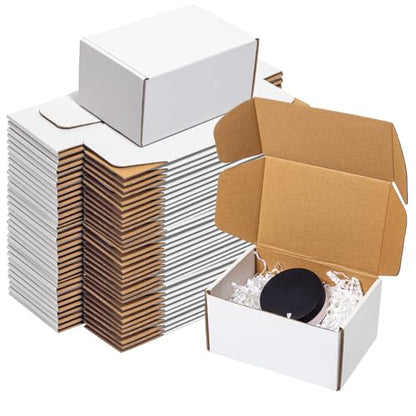 Wowxyz White Shipping Boxes 6x4x3" 60 Pack Corrugated Cardboard Box Mailer - size: 6x4x3"