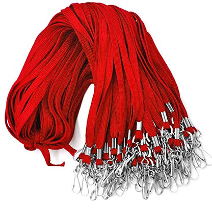 Beebel Lanyards 100 Pack Red Lanyards with Swivel Hook Clips for ID Name Badge Holder - color: Red, size: 100 Pack