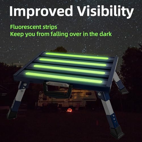 Aluminum RV Step Stool, 4-Level Adjustable Folding, Blue - color: Blue