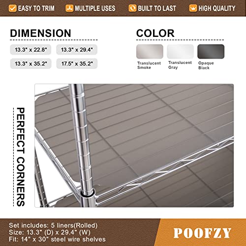 Poofzy Wire Shelf Liner 14" x 36", Set of 5 Gray - color: Gray, size: 14"x36" 5pcs