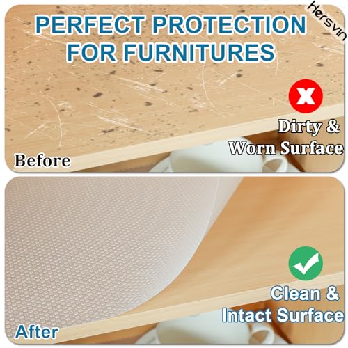 Hersvin Shelf Liners, 17.5 in x 16.4 ft Kitchen Drawer Mats, Non-Adhesive EVA Cupboard Protector, Cabinet Lining (Clear Dot) - color: Clear Dot, size: 17.5"W x 197"L