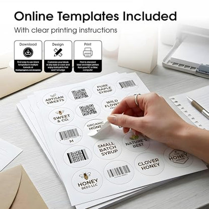 2" Circle Labels for Laser & Inkjet, Spartan Industrial Template C004 - size: 2" Circle