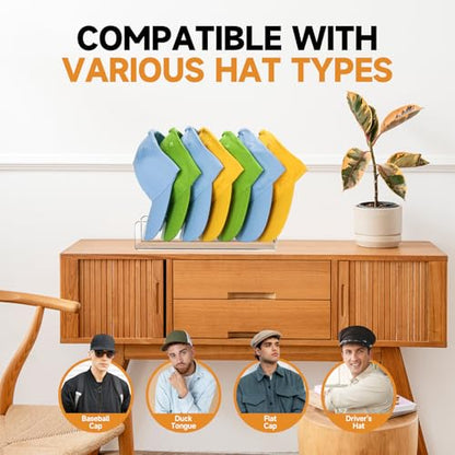 Acrylic Baseball Cap Organizer Rack 2-Pack - Holds 14 Hats, No Install Space Saving Display Stand for Closet, Bedroom, Entryway (Clear) - size: 2pack