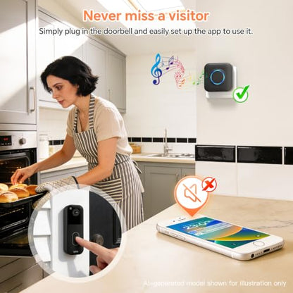 WiFi Wireless Doorbell Chime for Google Nest, Ring, Blink -2 Pack