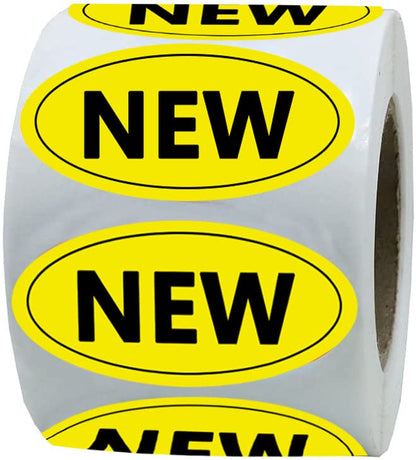 Yellow Oval Inventory Labels,1x2 Inches, 500 Pcs(New) - style: NEW