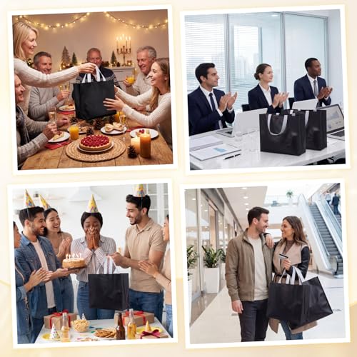 Eccliy 80 Pcs Reusable Gift Bags, Large, Black - color: Black, size: Large
