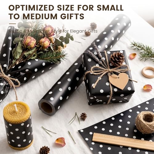 VGOODALL Black Reversible Wrapping Paper Roll, 17 inch X 33 Feet - color: Black,White