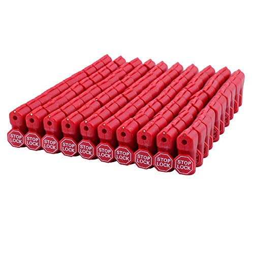 Peg Hook Locks - 100pcs Plastic Stop Locks, Anti-Theft, Red