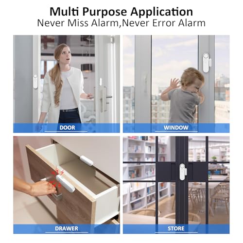 Window & Door Alarm When Opened 2-Pack for Kids Safety/Home Security, White - color: White