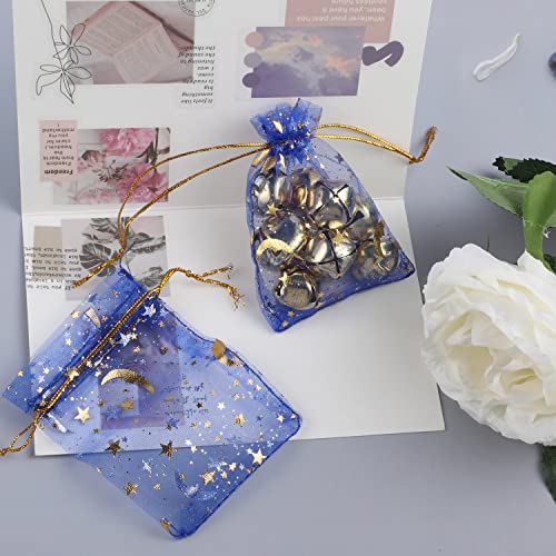 SUMAJU 100 Pieces Moon Star Organza Jewelry Candy Bags 2.7x3.5 Inch - color: Royal Blue 2.7x3.5 Inch