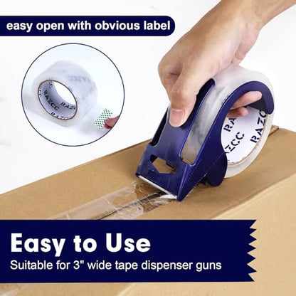 RAZCC Packing Tape, 24 Rolls Clear Heavy Duty Packaging Tape with Dispensers for Packing Shipping Moving Mailing, Thicker Sealing Tape -1.88" x 65 Yards Per Roll, 1560 Total Yards - size: 1.88"-24 Rolls
