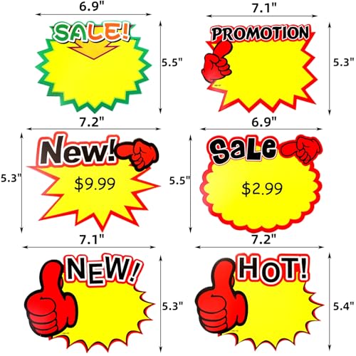 Covzoe 240 Pieces Large Burst Sign Cards, 7 x 5.5 Inch
