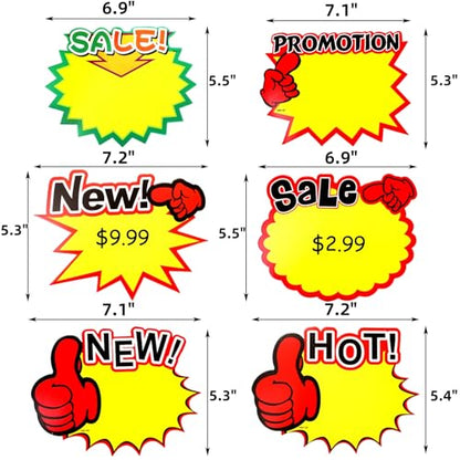 Covzoe 240 Pieces Large Burst Sign Cards, 7 x 5.5 Inch