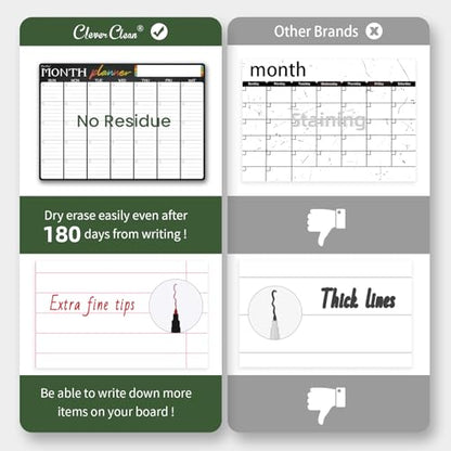 Magnetic Dry Erase Monthly Calendar Set - 17"x12" Monthly and Weekly Calendar, 4"x12" List Board for Fridge - 6 Extra Fine Point Markers Included - Shipped Flat - style: Month+Week+List-a