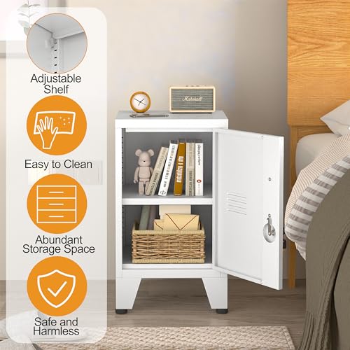 pozdeg 24.5" White Lockable Steel Small Employee Storage Locker - color: White, size: 11.8"D x 13.8"W x 24.5"H