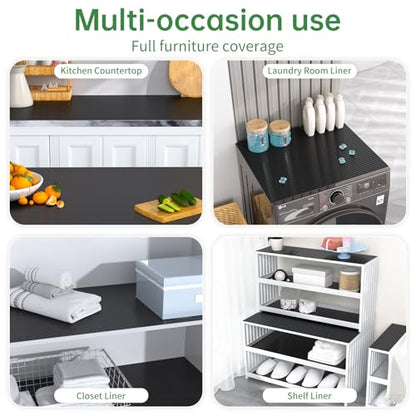 Shelf and Drawer Liner for Kitchen Cabinet Non-Adhesive 12IN x 10FT - color: Black, size: 12"W x 120"L
