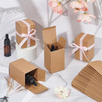 PH PandaHall 30pcs 2x2x3 inch Paper Essential Oil Packing Box, Kraft Paperboard Gift Box Small Packing Boxes Packaging Cases Gift Wrapping Boxes for Glass Dropper Bottles Diffuser Bottles, BurlyWood - color: BurlyWood