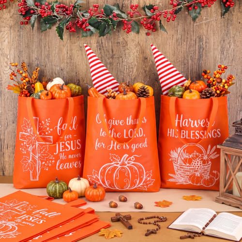 Hosuly 15 Pcs Large Religious Fall Harvest Tote Bags 15 x 17 Nonwoven Bag - style: Fall Religious