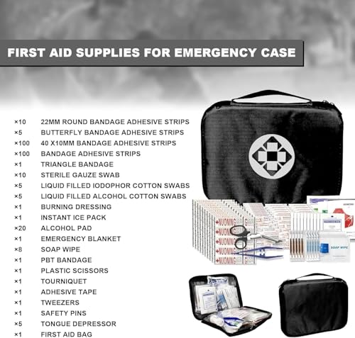 First Aid Kit 300PCS Car Home Camping Essentials Black 1st Aid - style: Black-300Pcs