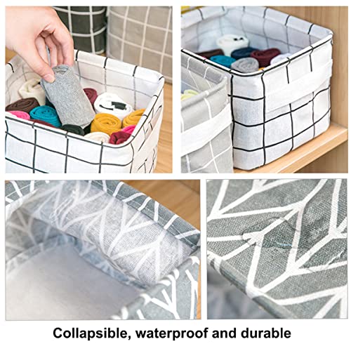 6-Pack Foldable Canvas Storage Baskets with Handle - color: Style C