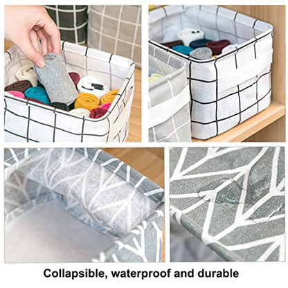 6-Pack Foldable Canvas Storage Baskets with Handle - color: Style C