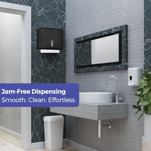Stardrix 2-Pack Multifold Paper Towel Dispenser Wall Mount (Black) – Large Capacity C-Fold, Trifold, and Folded Commercial Hand Towel Holder for Bathroom & Restroom – Adhesive or Screw Mounted - color: 2-pack Black