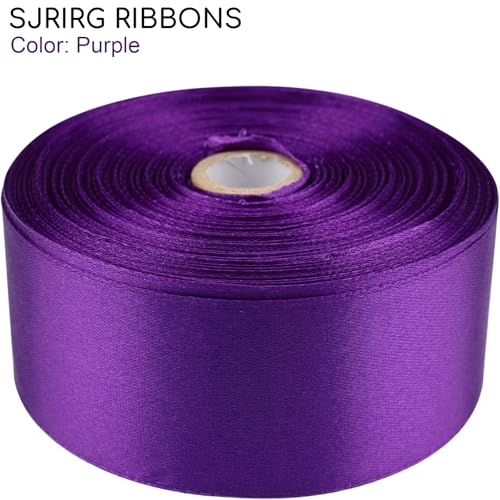 1-1/2 Inch Purple Satin Ribbon 50 Yards Single Face Polyester - color: Purple, size: 1-1/2 inch