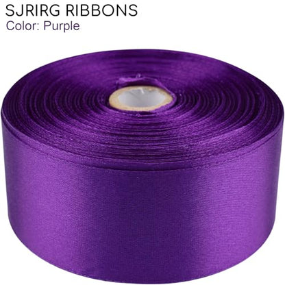 1-1/2 Inch Purple Satin Ribbon 50 Yards Single Face Polyester - color: Purple, size: 1-1/2 inch