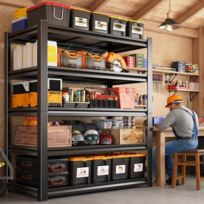 REIBII 5 Tier Garage Shelving for Garage, Adjustable Metal Shelving - size: 72" H x 36" W x 16" D