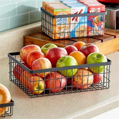 GET Enterprises WB-1294-MG Urban Renewal 12" x 9" x 4" Metal Gray Rectangular Wire Basket WS-375WB1294MG-NPF