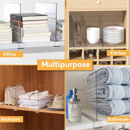 10 Pack Acrylic Shelf Dividers for Closet 11x7.9 Inch – Acrylic Dividers for Shelves Clear Closet Shelf Separators for Purses, Clothes Storage – Vertical Bookshelf Dividers for Bedroom & Kitchen - size: Pack of 10